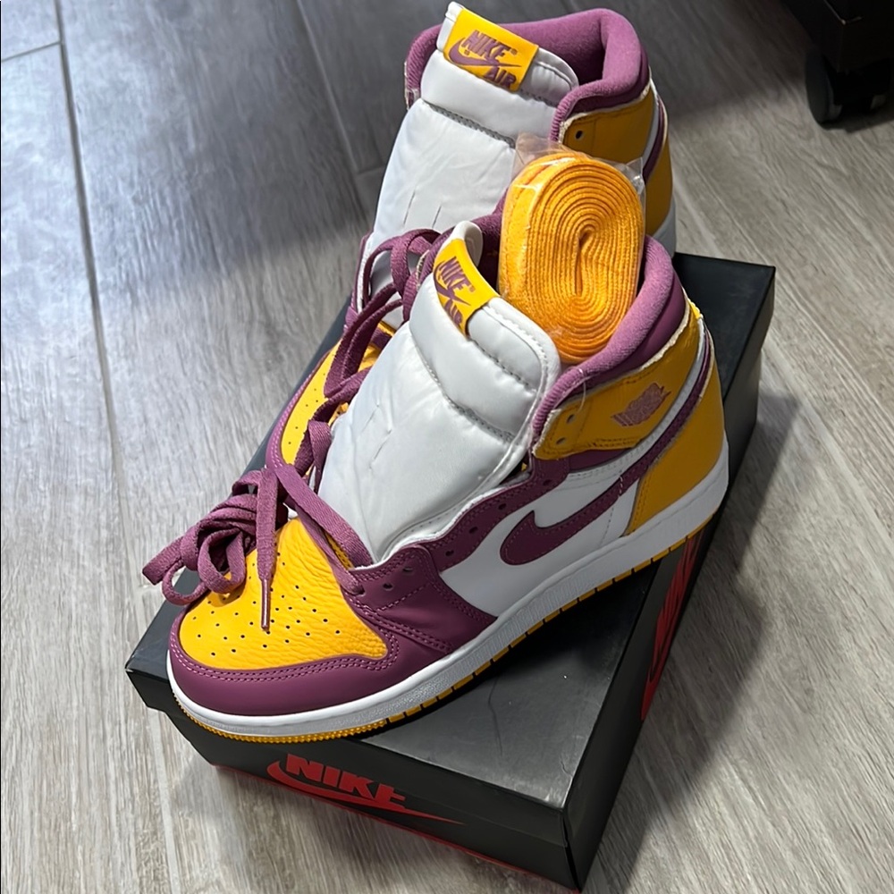 *Authentic* Jordan Retro 1’s: NIB- Purple and Yellow High-Top Sneakers